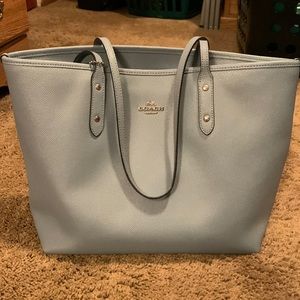 Baby Blue Coach Zipper Tote